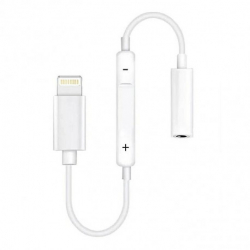 Adapter Audio/HF Iphone / wtyczka Jack 3.5mm + volume Reverse biały